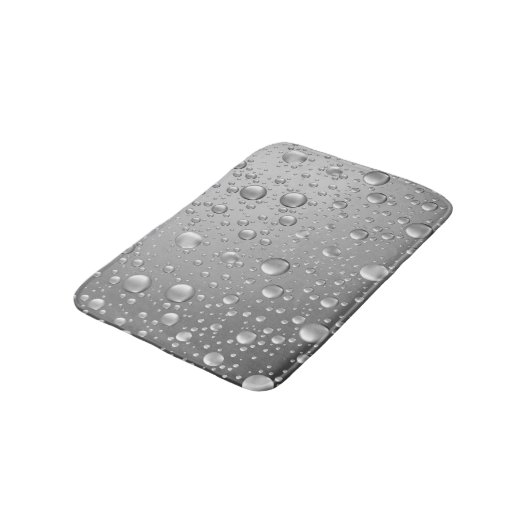 Metallic Silver Grey Abstract Rain Druppels Badmat (Gekanteld)