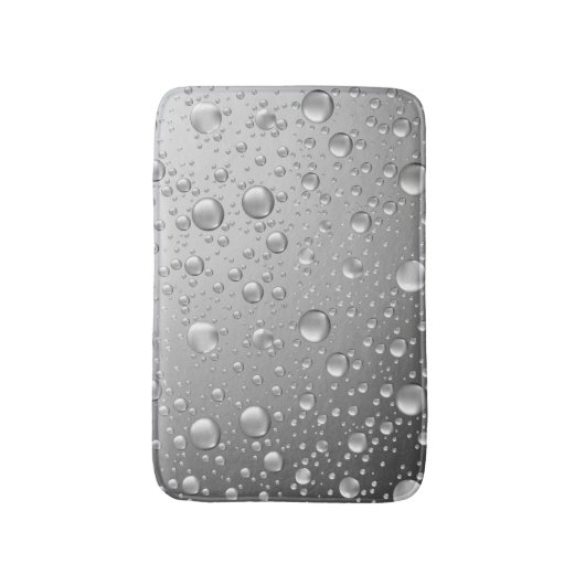 Metallic Silver Grey Abstract Rain Druppels Badmat (Voorkant Verticaal)