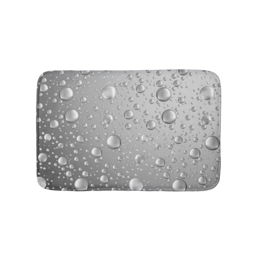Metallic Silver Grey Abstract Rain Druppels Badmat (Voorkant)