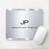 Metallic Silver Kijk Monogramed Sjabloon Muismat (Met muis)
