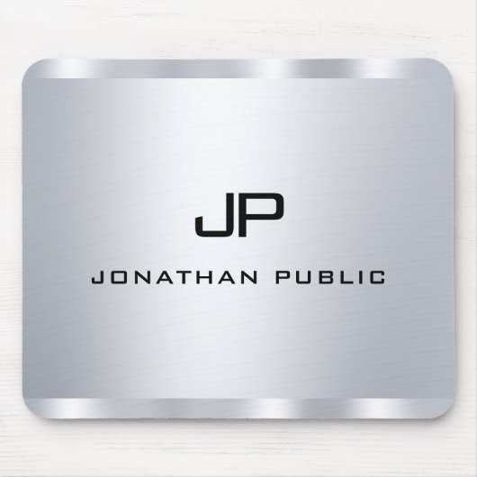 Metallic Silver Kijk Monogramed Sjabloon Muismat (Voorkant)