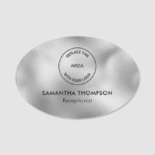 Metallic Silver Logo Hotel Functie Naamplaatje (Voorkant)