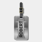 Metallic Silver Masculine Geometric Design Bagagelabel (Voorkant verticaal)