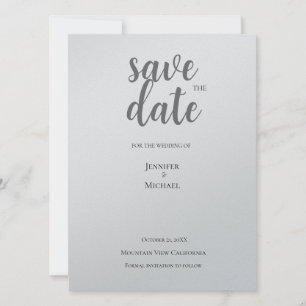Metallic Silver Minimalist Modern Trendy Save The Date