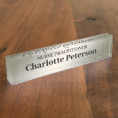 Metallic Silver Personalized Doctor Nurse Naambordje (Zijkant)