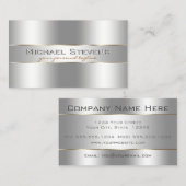 Metallic Silver Professional Élégant Carte de visi (Devant / Derrière)