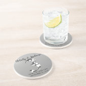 Metallic Silver Third Wedding Jubileum Zandsteen Onderzetter (Zijkant)