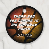 Metallic Sinaasappel basketbal Dank u Verjaardag Bedankjes Labels (Voorkant)