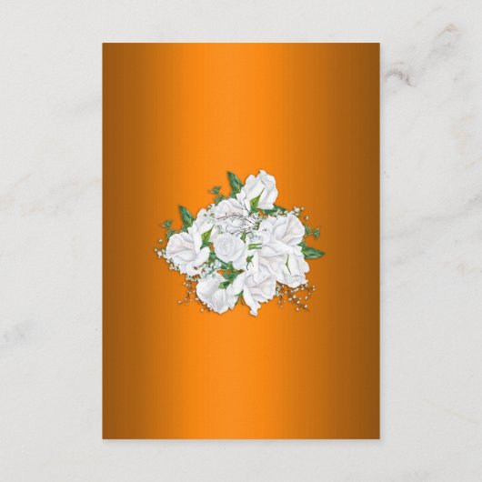 Metallic Sinaasappel en witte rozen bruiloft detai Informatiekaartje (Achterkant)