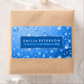 Metallic Sky Blue Rain Drops Zilveren accenten Etiket (Insitu)