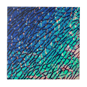 Metallic spiegelblauw en groen gekraakt tegeltje