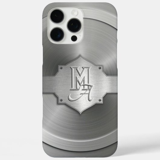 Metallic Stalen Gegraveerde trompe l'oeil Monogram Case-Mate iPhone Case (Achterkant)