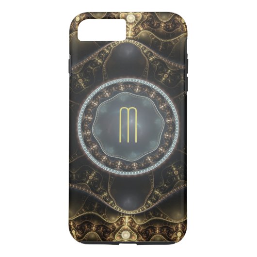 Metallic  Steampunk Fractal Monogram Case-Mate iPhone Case (Achterkant)