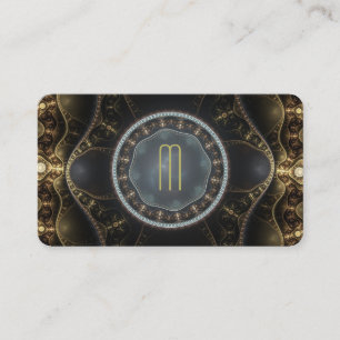 Metallic  Steampunk Fractal Monogram Visitekaartje