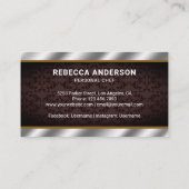 Metallic Steel Keukenmes Persoonlijke Chef Visitekaartje (Achterkant)