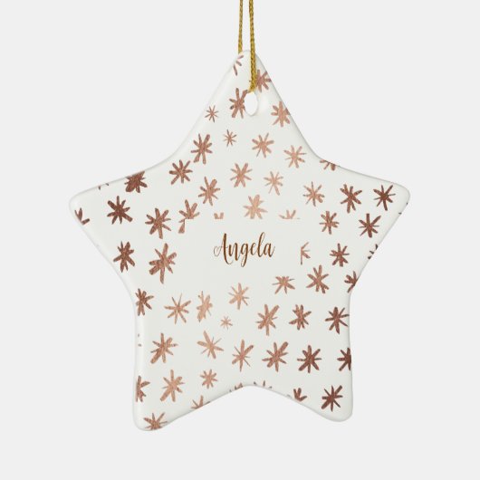 Metallic sterren met naam - koper keramisch ornament (Rechts)