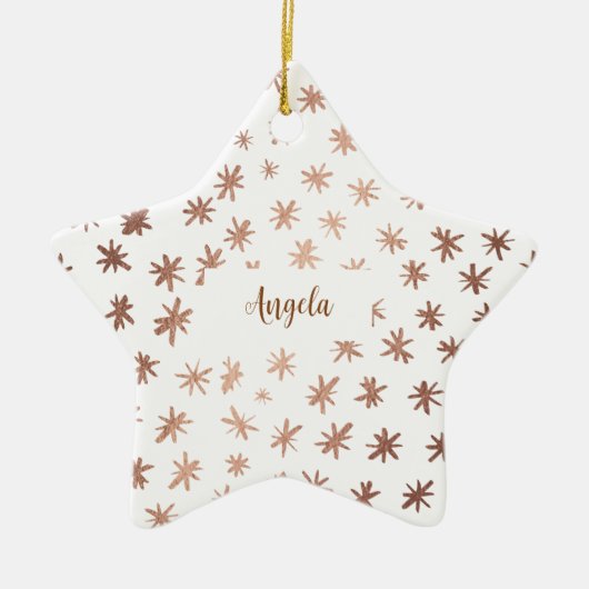 Metallic sterren met naam - koper keramisch ornament (Voorkant)