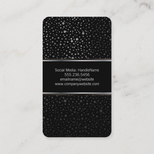 Metallic Stippen Pattern Black Visitekaartje (Achterkant)