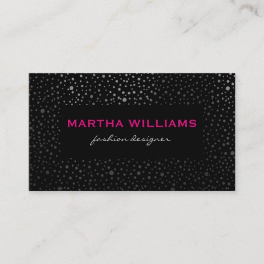 Metallic Stippen Pattern Black Visitekaartje (Voorkant)