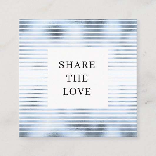 Metallic strepen Blauw Folie Modern Loyalty Kaart Vierkante Visitekaartje (Voorkant)