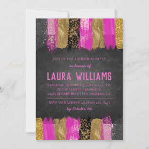 Metallic tape Gold & roze uitnodiging op zaterdag