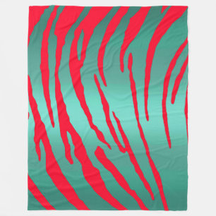 Metallic Tiger Stripes Green Red Fleece Deken