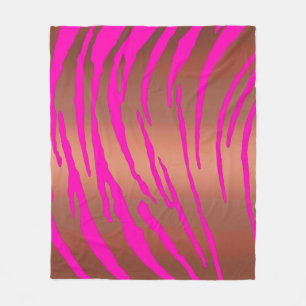 Metallic Tiger Stripes Pinks Fleece Deken