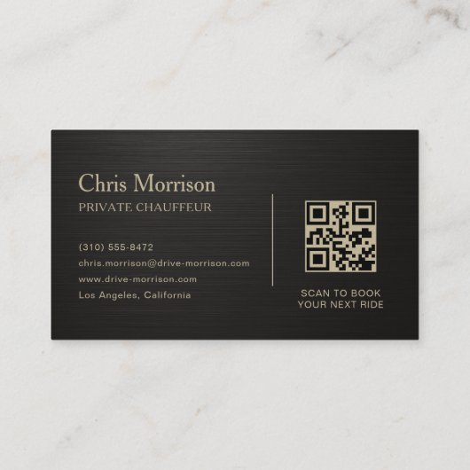 Metallic Transport Car QR Code Black & Gold Visitekaartje (Achterkant)