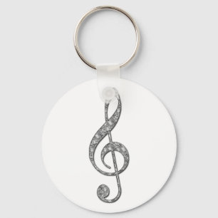 Metallic Treble Clef Sleutelhanger