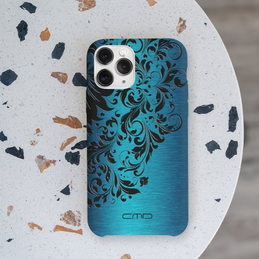 Metallic turquoise geborsteld aluminium zwarte zij Case-Mate iPhone case