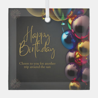 Metallic Verjaardags Cheers Glas Ornament
