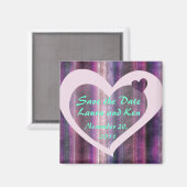 Metallic Violet Heart Save the Date Magnet Magneet (Voorkant / Achterkant)