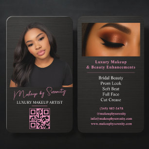 Metallic Visagist QR Code Luxe Zwart Roze Visitekaartje