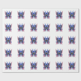Metallic Vlinder Blauw Roze Vlam Vleugels – Gotisc Cadeaupapier