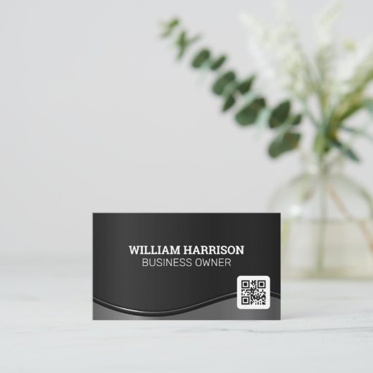Metallic Wave | QR-code Visitekaartje (Staand voorkant)