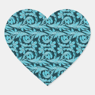 Metallic Waves 2Tone Blauwgroen Drk HEART STICKER