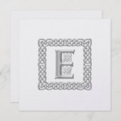 Metallic Wedding Invitation Celtic Monogram E Kaart (Voorkant / Achterkant)
