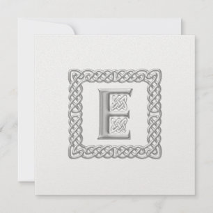Metallic Wedding Invitation Celtic Monogram E Kaart