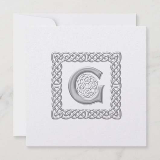Metallic Wedding Invitation Celtic Monogram G Kaart (Voorkant)
