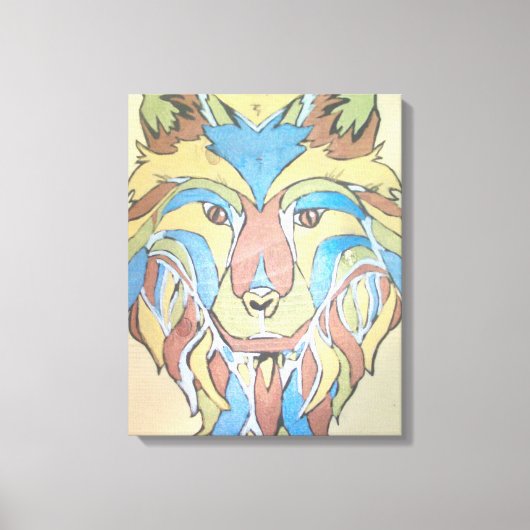 Metallic Wolf Original op Canvas Afdruk (Voorkant)