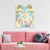 Metallic Wolf Original op Canvas Afdruk (Insitu (Woonkamer))
