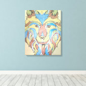 Metallic Wolf Original op Canvas Afdruk (Insitu (Houten vloer))