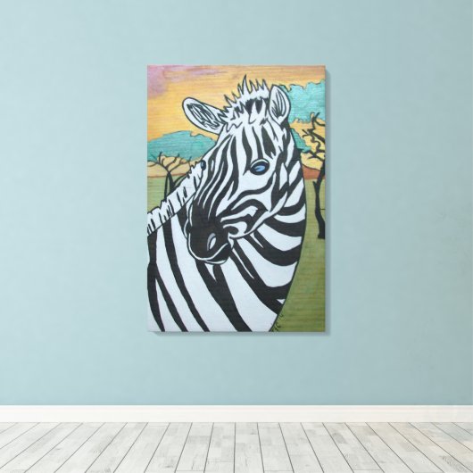 Metallic Zebra Safari op Canvas (Insitu (Houten vloer))