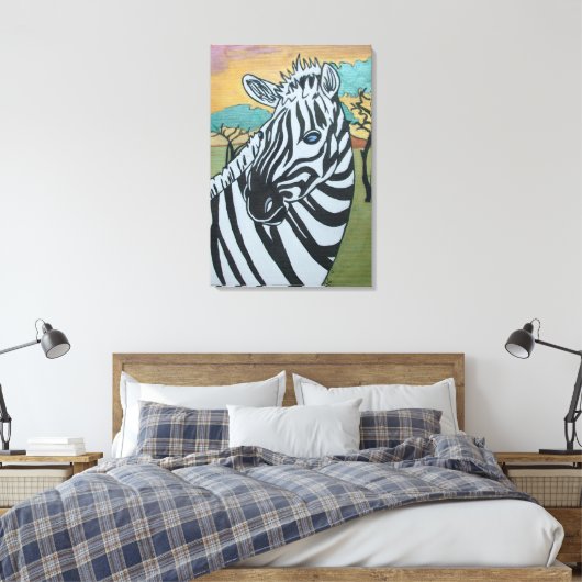 Metallic Zebra Safari op Canvas (Insitu (Slaapkamer))
