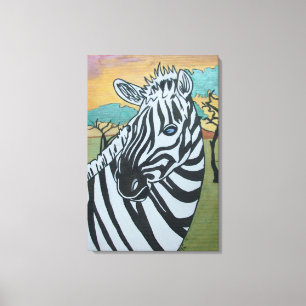 Metallic Zebra Safari op Canvas Afdruk