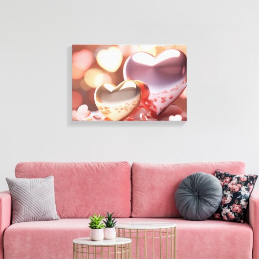 "Metallic" ziet er goud, zilver en Roos uit Canvas Afdruk (Insitu (Woonkamer))