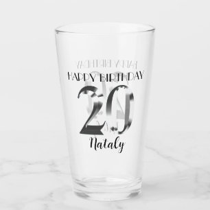 Metallic zilver 20e verjaardag glas