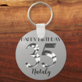 Metallic zilver 35th jarig sleutelhanger (Voorkant)