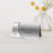 Metallic zilver achtergrond met diamanten hart (Achterkant)