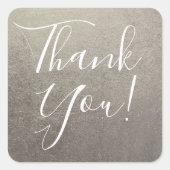 Metallic zilver dank u vierkante sticker (Voorkant)